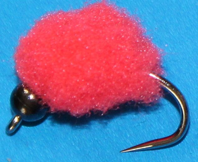 Tungsten eggstacy egg fly, red  #10 barbless [EGG210]