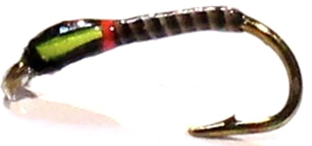 Buzzer - Black-lime green - Quill red neck ,#12 barbed  [Q28]