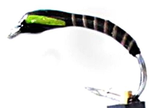 Buzzer - Black- Lime Green- Quill ,Grub Hook #16 -Q22