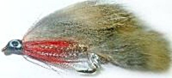 5  X   zonker - Natural with silver Mylar body and red throat hackle # 10 b