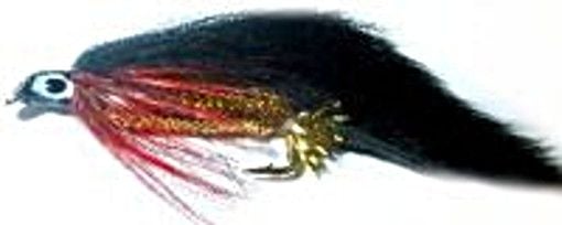 5  X  zonker Black with Gold Mylar body and red throat hackle , # 10 barbed/Z 37