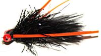 Black,shaggy cat ,straggle  fritz lure Orange  Hot head,#10 barbless [lur 4]