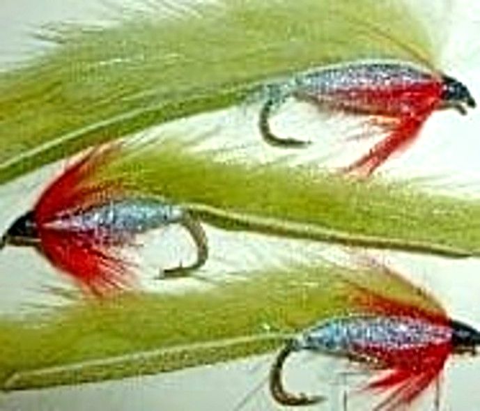5 X  MINKY  FLY , Lt Olive silver metallic body unweighted # 10 barbed/M10