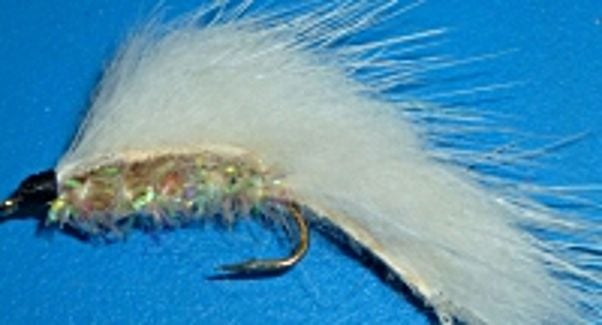 5  X  MINKY - White/ Pearl fritz body ,#10 BARBED/ M18