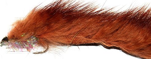 5 X  MINKY  FLY , Brown / Pearly body, #10 BARBED / M14/  S