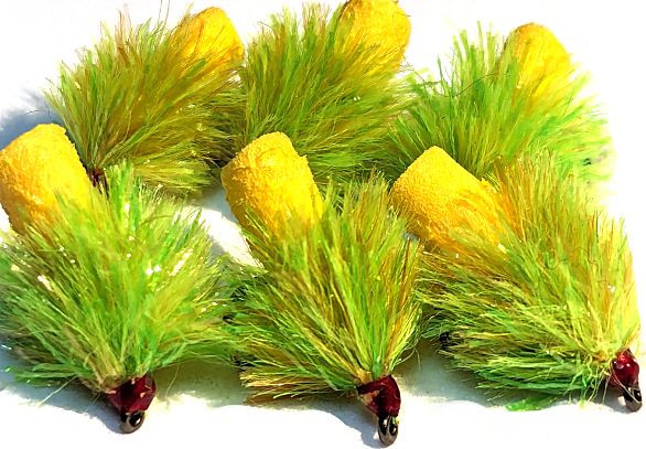 Two Tone Fabs- Chartreuse/Peach/ yellow  #10 barbless [FAB52]