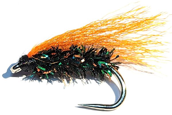 Cormorant,Synthetic Herl and Orange pulse fibre# 12 Barbless [cor 29]