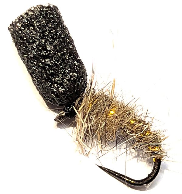 Buzzer-suspender ,hares ear gold rib #12 barbless grub hooks[FB 43]