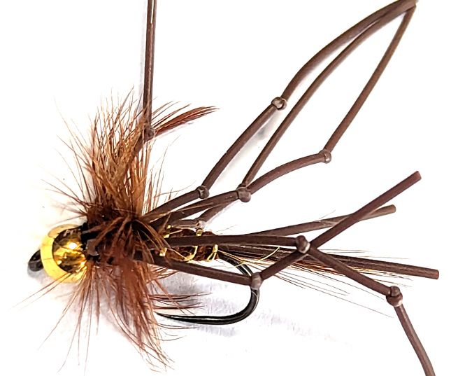 BROWN daddy long legs , barbless, goldheads [DV22]