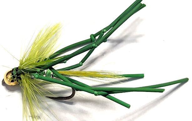 CHARTREUSE daddy long legs , barbless, goldheads [DV30]