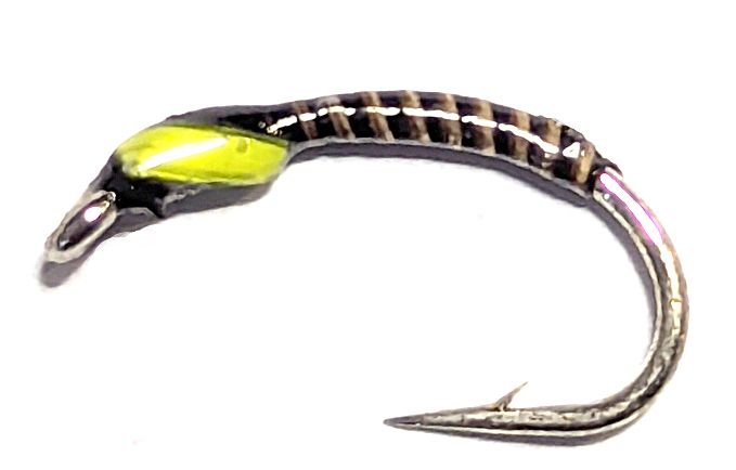 Buzzer - Black- Lime Green- Quill ,Grub Hook #10 barbed  -Q19