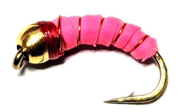 Maggot-latex-Gold Head-pink #14 barbed   [mag 9]