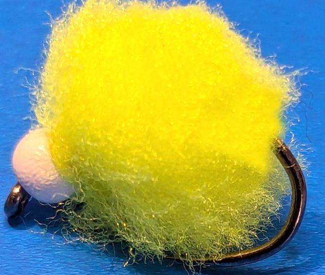 FL Yellow Eggstasy  egg  - hot head White # 12 barbless wide gape/ E104