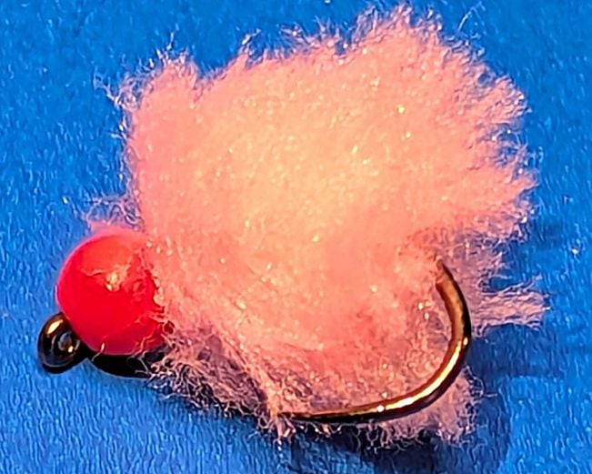 Eggstasy  egg ,Pink salmon  - hot headRed/ E134 #12 BARBLESS