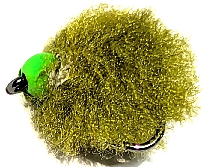 Eggstasy  egg ,medium olive  - hot head green, SIZE 10.  barbless  / E183