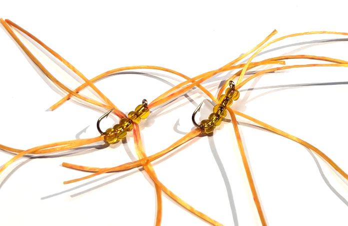 Bloodworm Apps beaded Amber barbless size barbless 12 [BL8]