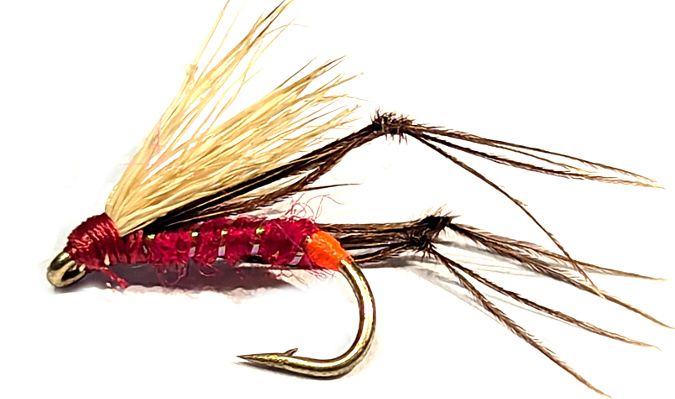 Hopper,deer hair ,red ,orange tag #12 Barbed   [HOP17]