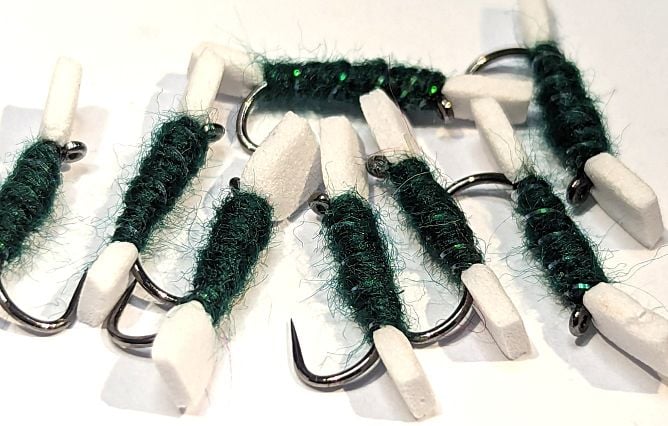 Buzzer - Shipmans - Pea-Green and white - sugar cube #12 BARBLESS [BS19]