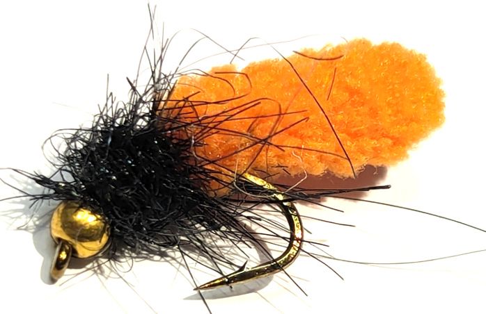 Wotsit, Mitten, Mop Fly , Orange/ Black,# 10 barbed [mop 8]