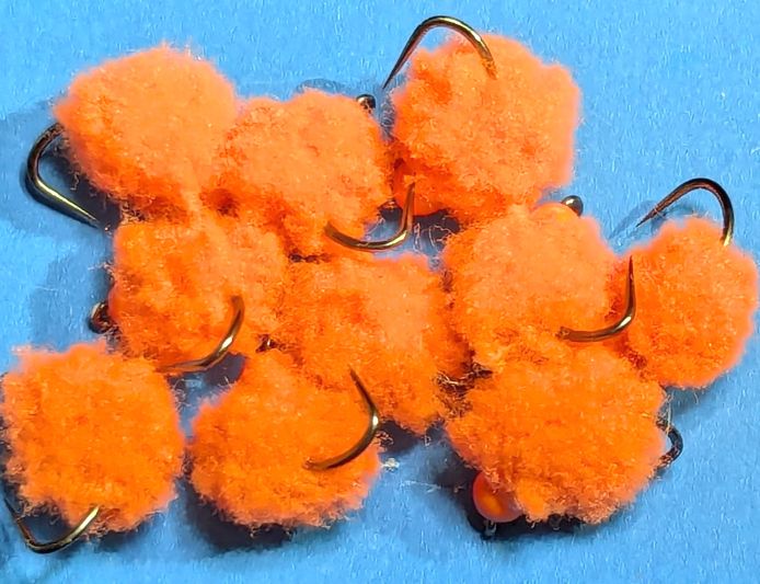 Fire Orange Eggstasy  egg  - hot head Orange  SIZE 12. Barbless  / E112