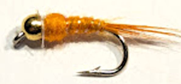 Gold head-Orange nymph  #12 barbed /N21