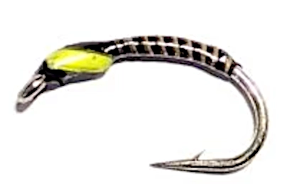 10 X  Buzzer - Black- Lime Green- Quill ,Grub Hook #12 -Q20