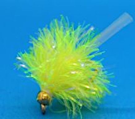 10 X  Blob - FL Yellow and Pearl - Gold head #10 barbed /BL25