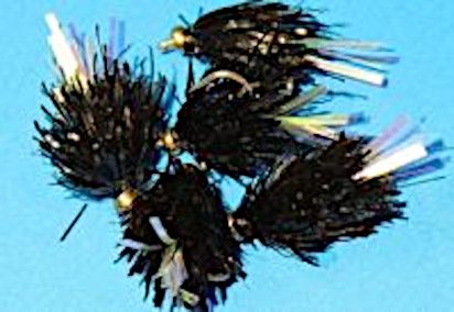 10 X  Blob - Black and Pearl Gold head #10 barbed /BL23