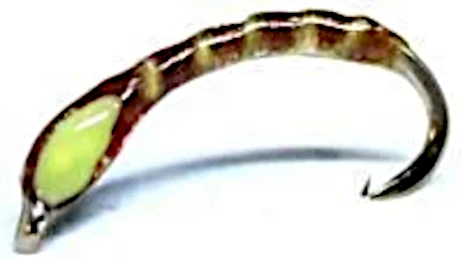 10 X Buzzer- flexi floss -Brown ,Lime hot spot #12 barbed [BFF 12]