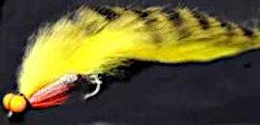10 x   Zonker -Tiger barred Yellow /Olive with Orange hot head # 10 barbed [Z 78]