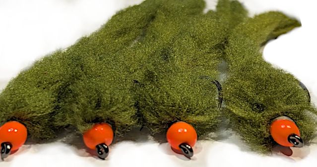 Eggstasy worm, Olive / Orange #10 barbless  [EW3B]
