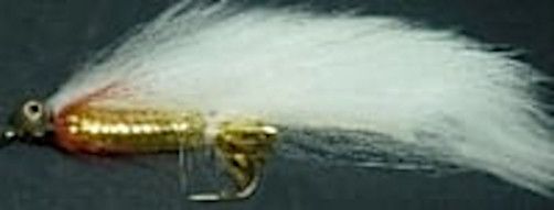 10 x   zonker - chain-eye White/Gold mylar , # 10 barbed/Z 40
