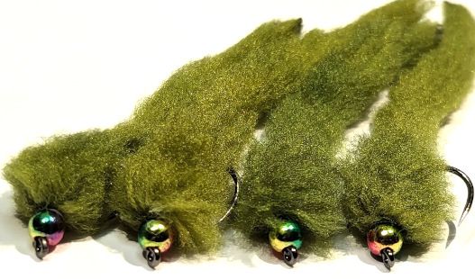 Eggstasy worm, Olive / RAINBOW BEAD #10 barbless  [EW6B]