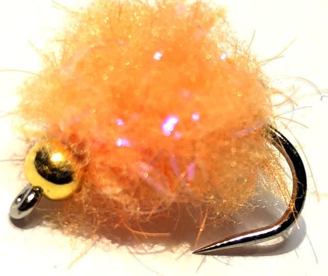 Eggstasy  egg ,Electric UV, peach, SIZE 10. barbless ,E151