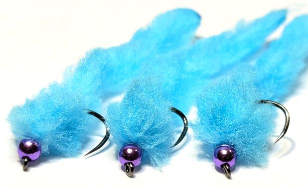 Eggstasy worm, BUBBLEGUM BLUE / EP PURPLE BEAD #10 barbless  [EW2B]