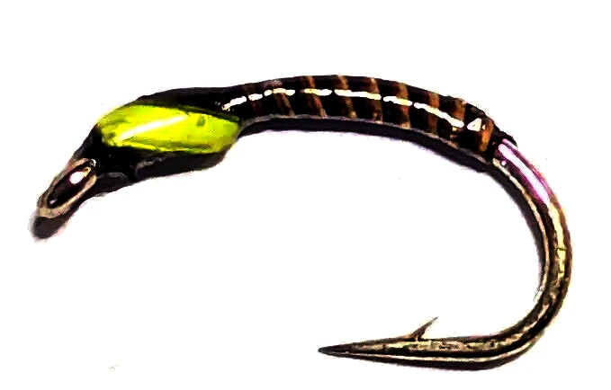 Buzzer - Black- Lime Green- Quill ,Grub Hook #14  -Q21