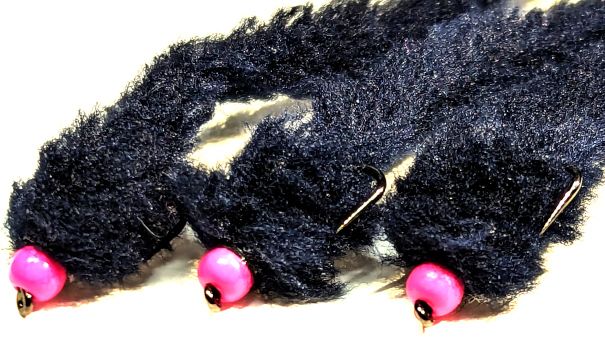 Eggstasy worm, Black and pink size 10  barbless  EW15