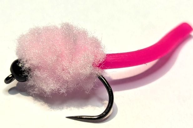 Eggstasy egg Candy Pink   Tailed  Black bead, barbless size 10  E94