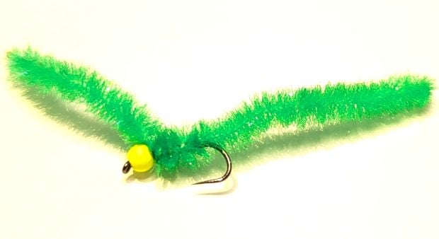 Shimmy worm , UV lime /yellow.#10 barbless [shim31]