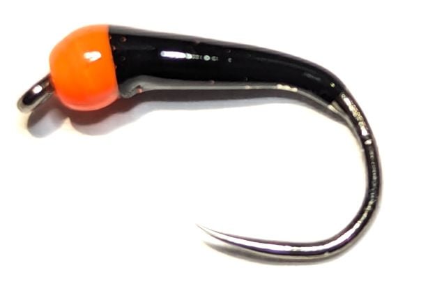 Dogs bollox , black and Orange, barbless # 12 wide gape (DOG 4)