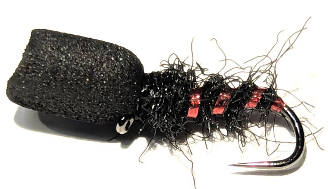 Buzzer-suspender -  Scruffy Black and holo Red#16  BARBLESS  [FB36]