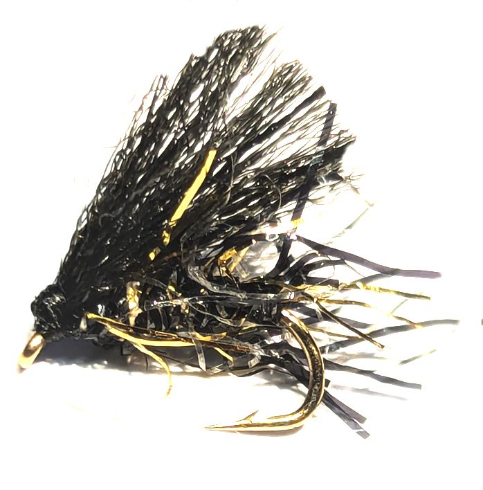 Cormorant Black /Gold Straggle synthetic  # 12 Barbed Trout Flies  COR41