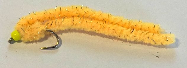 Shimmy worm ,English Mustard /Yellow.#10 barbless [shim21]