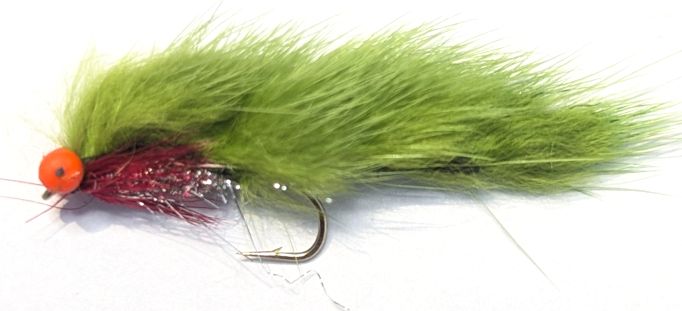 MINKY-  Olive silver metallic body /Hot head short  tailed #10 BARBED /M17