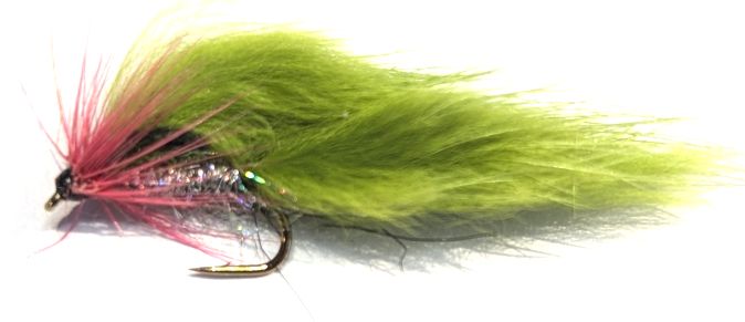 5 X  MINKY  FLY , Lt Olive silver metallic body unweighted small tailed # 10 barbed/M10/  S