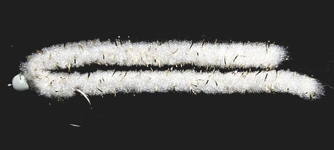 Shimmy worm Snow White/Gold bead GF4.#10 barbless A1 Trout Flies shim44