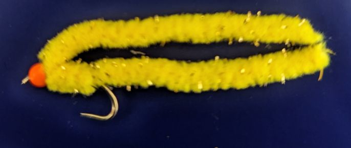 Shimmy worm Sunburst / Orange bead GF4.#10 barbless A1 Trout Flies shim39