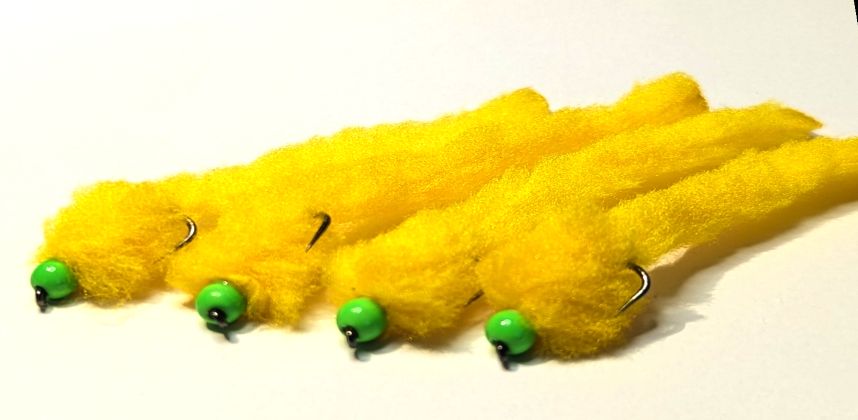 Eggstasy worm, Sunburst / Green, # 10 barbless  [EW9]