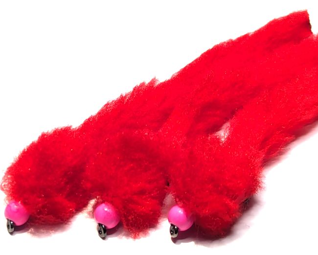 Eggstasy worm, Red /Pink # 10 barbless Trout flies EW23