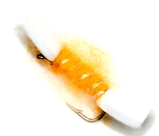 Buzzer - Shipmans - Orange and white - sugar cube size 14 barbed [BS2]